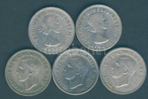Ausztrália 1946-1963. 6Sh Ag (5x) klf évszámokkal! T:2-,3 Australia 1946-63. Shilling Ag (5x) different years C:VF,F
