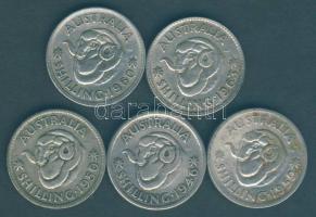 Ausztrália 1946-1963. 6Sh Ag (5x) klf évszámokkal! T:2-,3
Australia 1946-63. Shilling Ag (5x) differ...