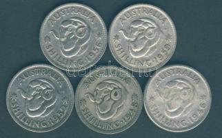 Ausztrália 1946-1959. 6Sh Ag (5x) klf évszámokkal! T:2-,3
Australia 1946-59. Shilling Ag (5x) differ...