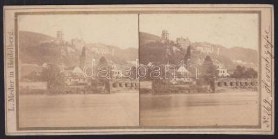 cca 1900 Heidelbergi sztereó fotó 8x17cm