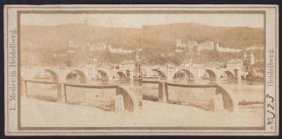 cca 1900 Heidelbergi sztereó fotó 8x17cm