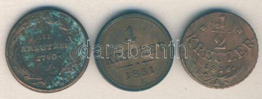 Ausztria 1816A 1/2Kr + 1851A 1Kr + Ausztria/lengyel verdejel 1780W 1Kr T:2-,3 Austria 1816A 1/2 Kreuzer + 1851A 1 Kreuzer + Ausztria/lengyel verdejel 1780W 1 Kreuzer C:VF,F