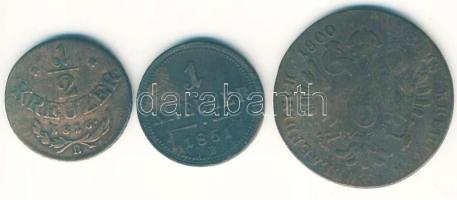 Ausztria / magyar verdejel 1800S 6Kr "II. Ferenc" +  1851B 1Kr + 1916B 1/2Kr T:3+,3