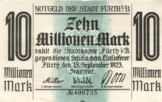 Német Birodalom/Weimari Köztársaság/Fürth 1923.09.25. 1.000.000M T:II- Weimar Republic/Fürth  1923.25.9. 1.000.000M C:VF