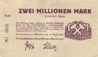 Német Birodalom/Weimari Köztársaság/Waldenburg 1923.10.20. 2.000.000M T:II- Weimar Republic/Waldenburg 1923.20.10. 2.000.000M C:VF