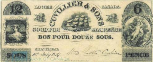 USA/Kanada 4db régi bankjegy laminált replikája  USA/Canada Four laminated replicas of old banknotes