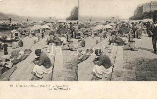 Budapest rakpart, piac - sztereólap