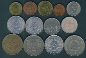 NSZK/NDK/Weimari Köztársaság 13dból álló fémpénz tétel T:vegyes