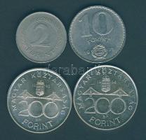 1950. 2Ft + 1971. 10Ft + 1993-94. 200Ft Ag "MNB" és "Deák" (2x) T:2,2- (3db Tanúsítvánnyal)
