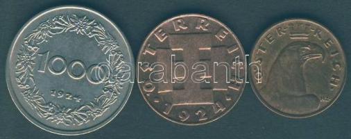 Ausztria 1924. 100K Br + 200K Br + 1000K T:2 tanúsítványal
Austria 1924. 100 Kronen Br + 200 Kronen ...