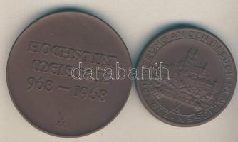 NDK 1968. "Meissen-Apátság" + DN "Meissen vásárlátogatás" 2db porcelán plakett T...