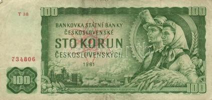 Csehszlovákia 1961. 100K (19x) T:III
Czechoslovakia 1961. 100 Korun (19x) C:F