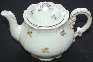 Apró virágokkal díszített jelzett Zsolnay porcelán teás kanna / Zsolnay chinaware teapot 17cm