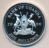Uganda 2006. 2000Sh Ag "Futball hírességei - Harald Schumacher" T:PP Tanúsítvánnyal Uganda 2006. 2000 Shilling Ag "Hall of Fame of football-Harald Schumacher" C:PP with certificate