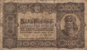 1923. 100K Nyomdahely jelölés nélkül T:III- + 1945. 10.000P + 10.000.000P + 1946. 100.000.000P T:II,II-,III