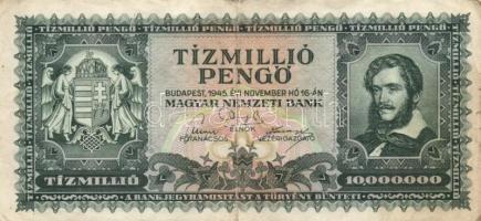 1923. 100K Nyomdahely jelölés nélkül T:III- + 1945. 10.000P + 10.000.000P + 1946. 100.000.000P T:II,...