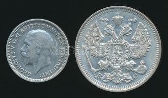 Nagy Britannia 135. 3p Ag + Oroszország 1914. 20k Ag T:2,2-
Great Britain 1935. 3 pence Ag + Russia ...