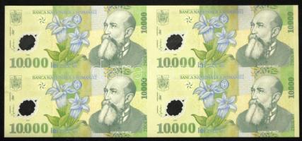 Románia 2000. 10.000L összefüggő vágatlan 4-es tömbben T:I Romania 2000. 10.000 Lei, issue in uncut block of 4 notes C:Unc
