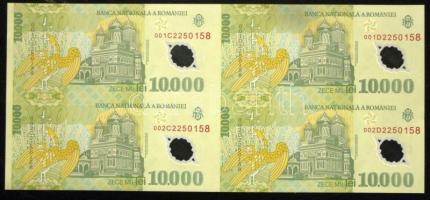 Románia 2000. 10.000L összefüggő vágatlan 4-es tömbben T:I
Romania 2000. 10.000 Lei, issue in uncut ...