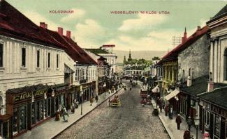 Kolozsvár Wesselényi street with the shop of József Kovács (EB)