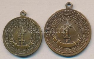 ~1930. "Középfokú Iskolák Sportköreinek Orsz. Szöv. Versenydíja" 2db Br díjérem (30mm/35mm...