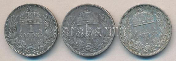 1893. 1K Ag + 1914. 1K Ag + 1915. 1K Ag T:2,2- patina