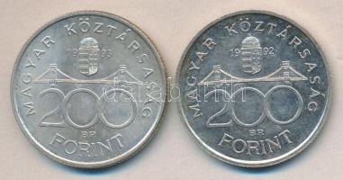 1992/93. 200Ft Ag "MNB" (2x) T:2,2-