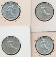 Franciaország 1909/10/11/12. 1Fr Ag (4x) mindegyi fóliatokban T:1-,2,2-
France 1909/10/11/12. 1 Fran...