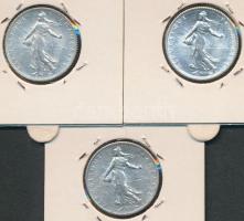 Franciaország 1917/18/19. 1Fr Ag (3x) mindegyi fóliatokban T:1,2
France 1917/18/19. 1 Franc Ag (3x) ...