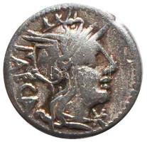 Római Köztársaság / M. Porcius Laeca i.e.125. Denar Ag "LAECA / M POR ROMA" (3.82g) T:2- /  Roman Republic / M. Porcius Laeca  125 BC Denarius Ag "Helmeted head of Roma right, LAECA behind / Libertas in quadriga, crowned by Victory, M POR ROMA below" (3.82g) C:VF Crawford 270/1, Sydenham 513.