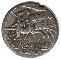 Római Köztársaság / M. Porcius Laeca i.e.125. Denar Ag "LAECA / M POR ROMA" (3.82g) T:2- /...