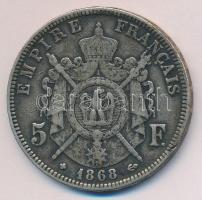 Franciaország 1868BB. 5Fr Ag "III. Napóleon" T:3 France 1868BB. 5 Francs Ag "Napoleon III" C:F