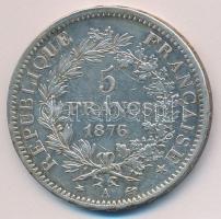 Franciaország 1876A. 5Fr Ag Herkules csoport T:2 ph. France 1876A. 5 Francs Ag "Hercules Group" C:XF edge error