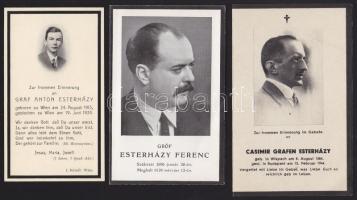 3db gyászjelentés a gróf Eszterházy család tagjairól