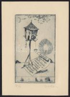 Vadász Endre (1901-1944): Meghívó, rézkarc-papír, jelzett, hátoldalon bélyegzett 10x14cm