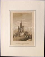 ~1860 Blaggenoi székesegyház Moszkvában acélmetszet paszpartuban 24x30cm