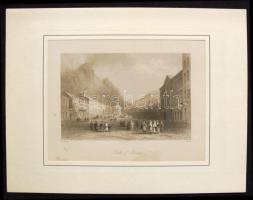 ~1860 Mehadia fürdő Romániában acélmetszet paszpartuban 26x34cm