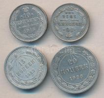 Oroszország 1914/15. 10k Ag (2x) + Szovjetunió 1923. 15k Ag + 20k Ag T:2,2- Russia 1914/15. 10 kopeks Ag (2x) + Soviet union 1923. 15 kopeks + 20 kopeks Ag C:XF,VF