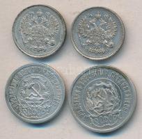 Oroszország 1914/15. 10k Ag (2x) + Szovjetunió 1923. 15k Ag + 20k Ag T:2,2-
Russia 1914/15. 10 kopek...
