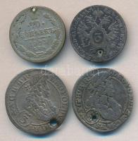 Ausztria 1696. 3Kr Ag + 1699. 3Kr Ag + 1837. 3 Kr Ag + Oroszország 1903. 10k Ag T:3 ly. Austria 1696. 3 Kreuzer Ag + 1699. 3 Kreuzer Ag + 1837. 3 Kreuzer Ag + Russia 1903. 10 kopeks Ag C:F pierced