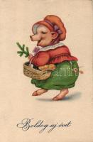 New Year, pig (small tear)