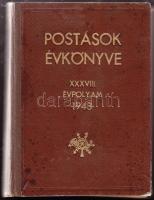 1943 Postások évkönyve XXXVIII. évfolyam, egészvászon kötésben, sok reklámmal
