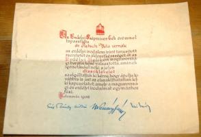 1938 Erdélyi Szépmíves Céh jubileumi díszoklevele 33x24cm