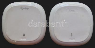 2db lepkékkel díszített svájci porcelán tányér 18x18cm