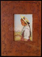 ~1900 Kézzel faragott képkeret nyomattal 21x29cm