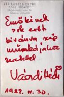 1982 Váradi Hédi dedikált fotólapja