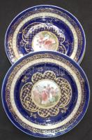 XIX. sz vége Alt-Wien festett, aranyozott, hibátlan porcelán tányérok. 4+4 darabos készlet / Set of 8 Alt-Wien chinaware plates