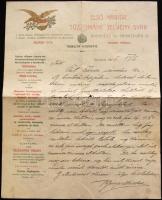 1916 A Berger Márkus-féle első magyar tűzzománc jelvény gyár fejléces levele Pál Imre századosnak, melyben a százados a saját szakaszának gyártani szándékozott sapkajelványekről van szó. (közepén kopás)