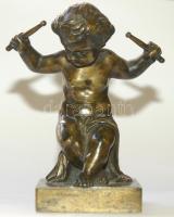XX. század eleji doboló kisfiút ábrázoló kis sárgaréz szobor 10cm magas