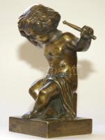 XX. század eleji doboló kisfiút ábrázoló kis sárgaréz szobor 10cm magas